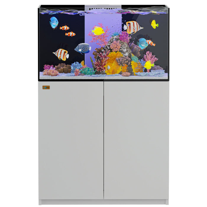 Aqua Dream 100 Gallon Coral Reef Aquarium Ultra Clear Glass Tank & Built in Sump - White