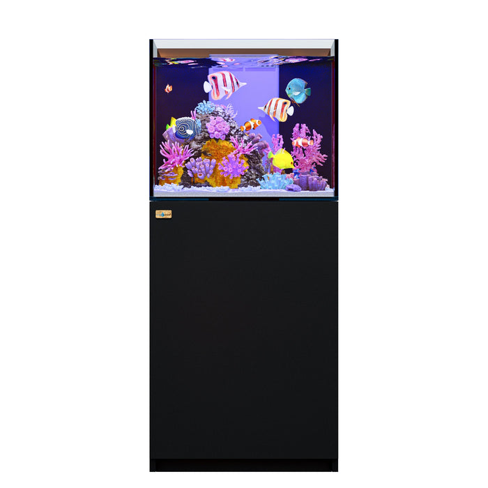 Aqua Dream 63 Gallon Coral Reef Aquarium Ultra Clear Glass Tank & Built in Sump - Black