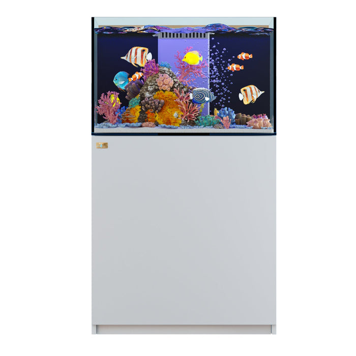 Aqua Dream Coral Reef Aquarium 90 Gallon Ultra Clear Glass Tank & Built in Sump - White