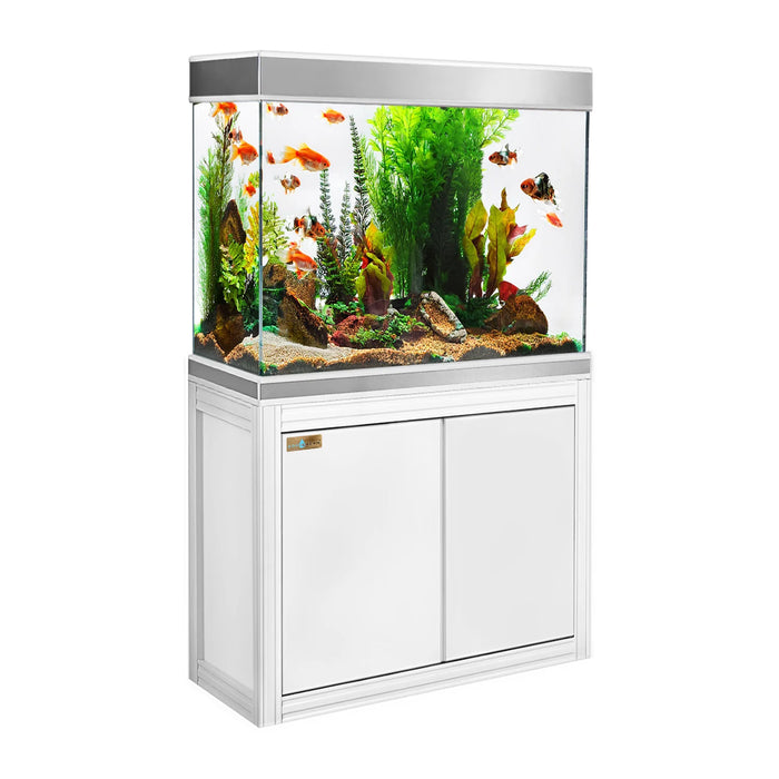 Aqua Dream 110 Gallon Tank Tempered Glass Aquarium - White and Silver