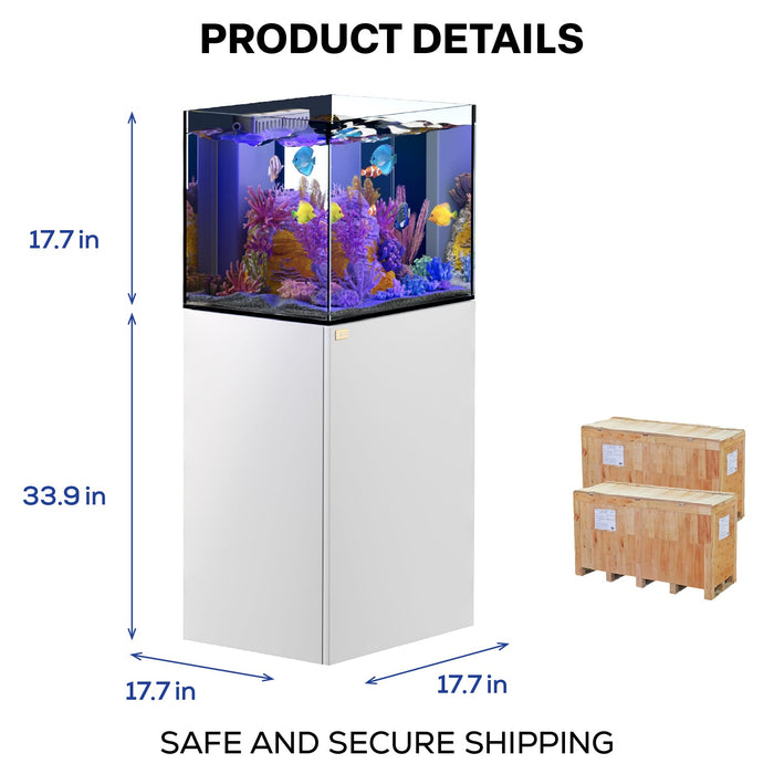 Aqua Dream 37-Gallon Coral Reef Aquarium: Ultra Clear Glass with Built-in Sump - White