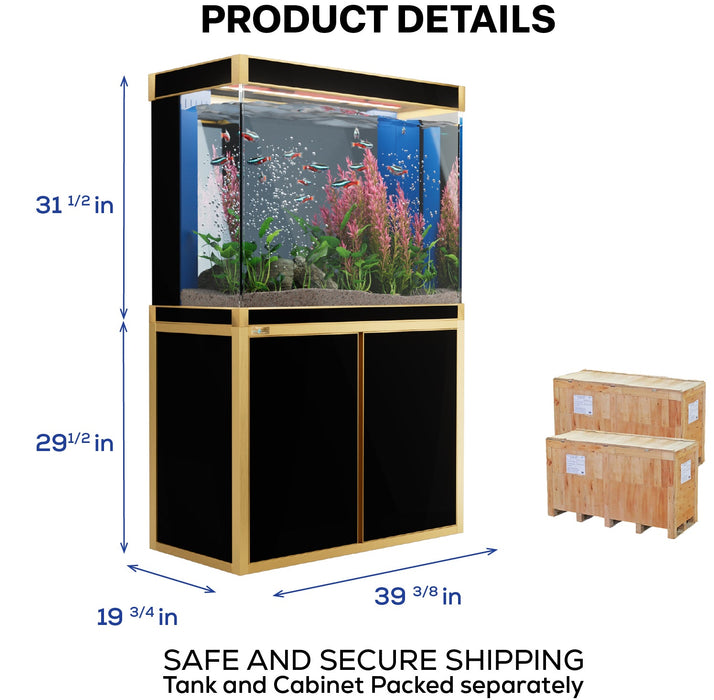 Aqua Dream 100 Gallon Tempered Glass Aquarium - Black and Gold