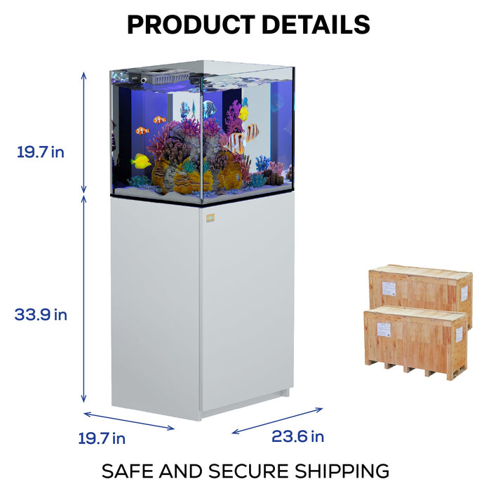Aqua Dream 63 Gallon Coral Reef Aquarium: Ultra Clear Glass & Built-In Sump - White