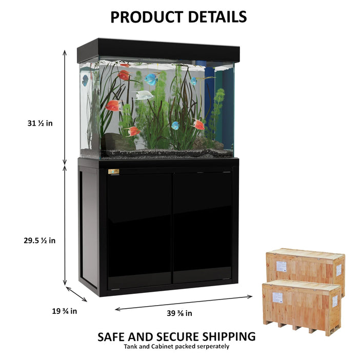Aqua Dream 100 Gallon Fish Tank Aquarium Tempered Glass - Black