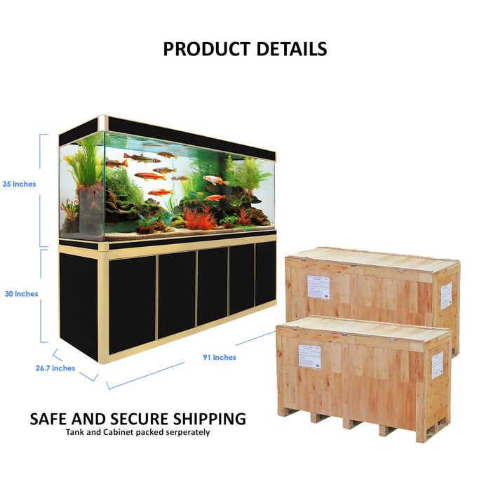 Aqua Dream 400 Gallon Tempered Glass Aquarium - Black and Gold