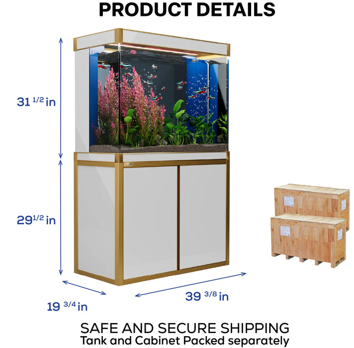 Aqua Dream 100 Gallon Aquarium – White & Gold Tempered Glass