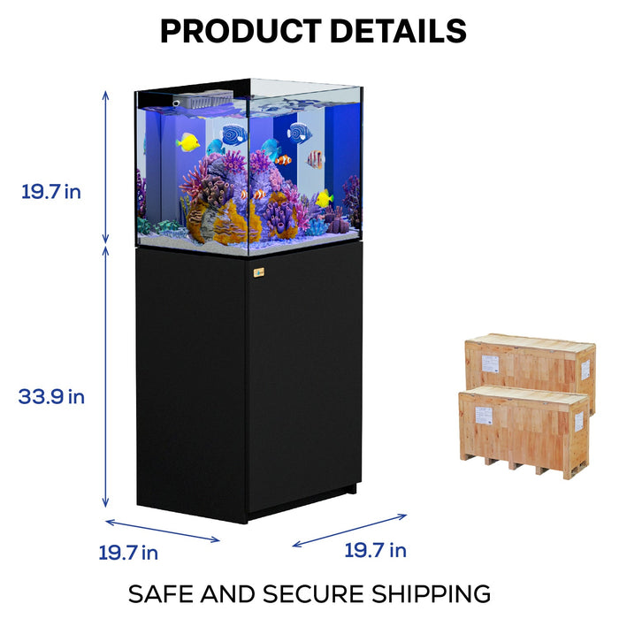 Aqua Dream 50 Gallon Coral Reef Aquarium: Ultra Clear Glass Tank with Sump - Black