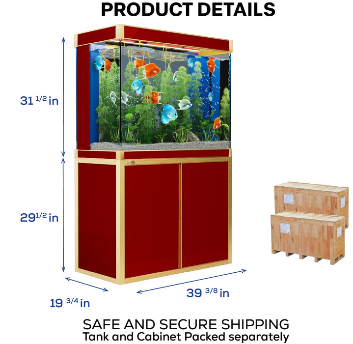 Aqua Dream 100 Gallon Tempered Glass Aquarium - Red and Gold