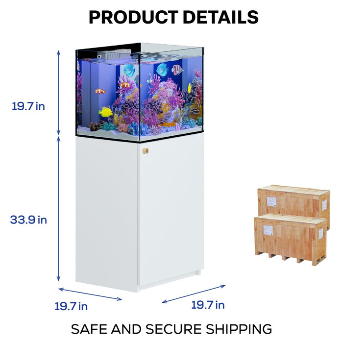 Aqua Dream 50 Gallon Reef Tank Aquarium Ultra Clear Glass & Built in Sump - White