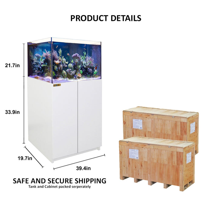 Aqua Dream 115 Gallon Coral Reef Aquarium: Ultra Clear Glass & Built-In Sump - White