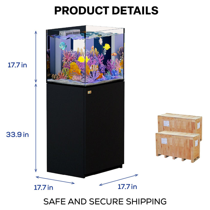 Aqua Dream 37 Gallon Aquarium Coral Reef Ultra Clear Glass Tank & Built in Sump - Black