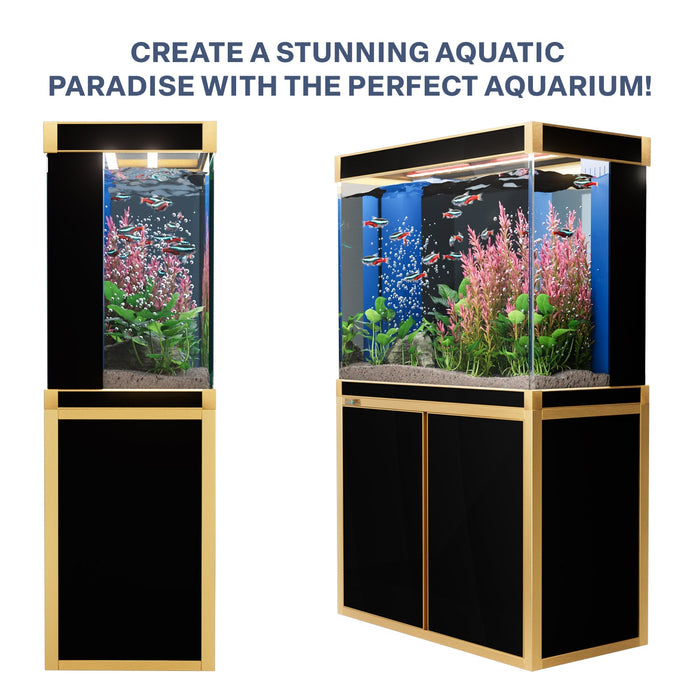 Aqua Dream 100 Gallon Tempered Glass Aquarium - Black and Gold