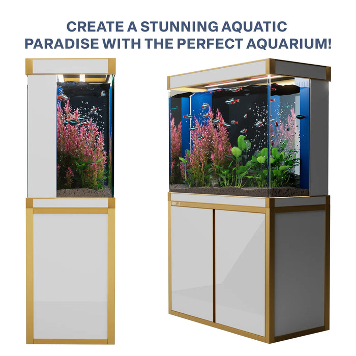 Aqua Dream 100 Gallon Aquarium – White & Gold Tempered Glass