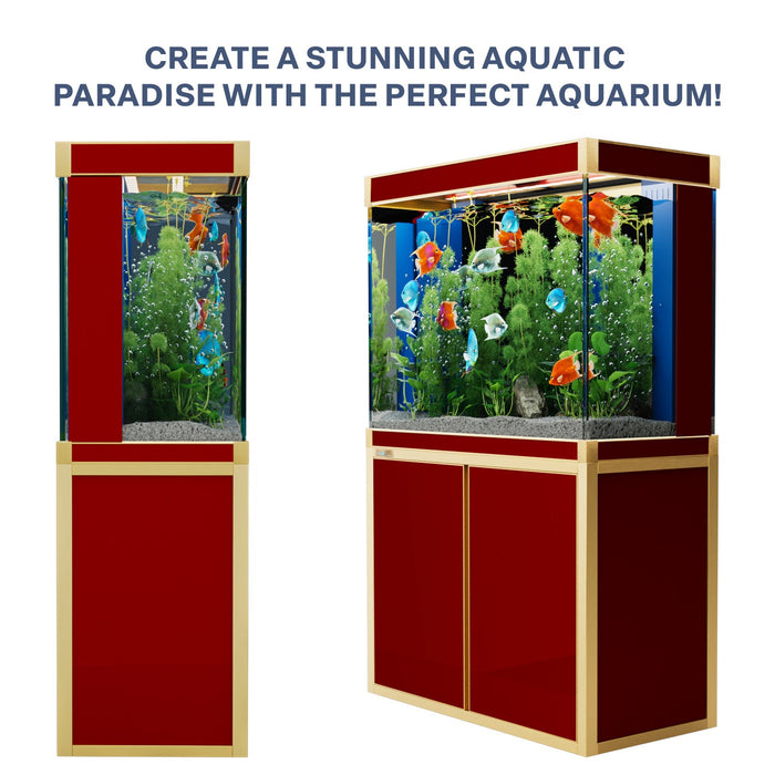 Aqua Dream 100 Gallon Tempered Glass Aquarium - Red and Gold