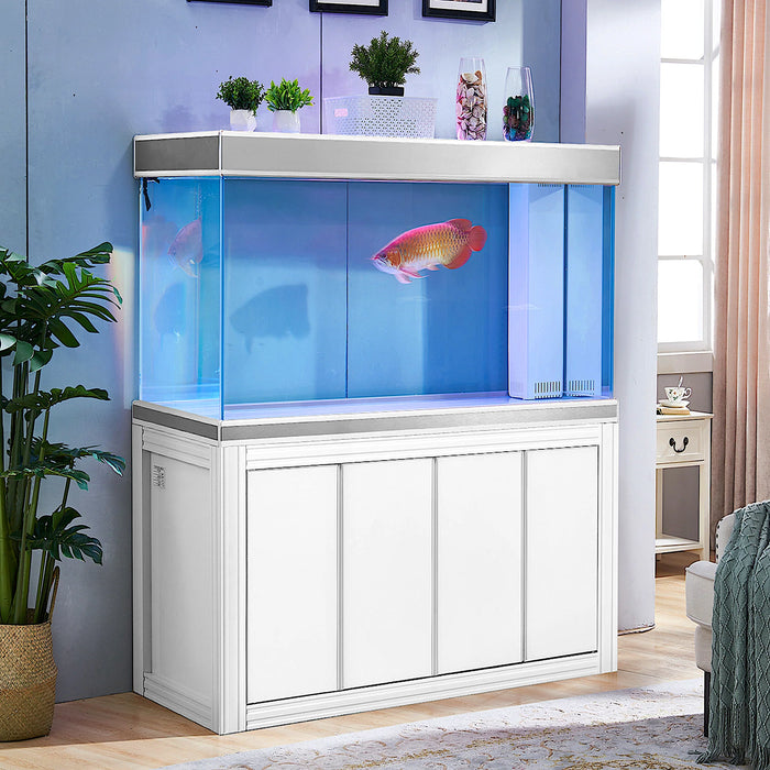Aqua Dream 260 Gallon White and Silver Tempered Glass Aquarium - White Silver
