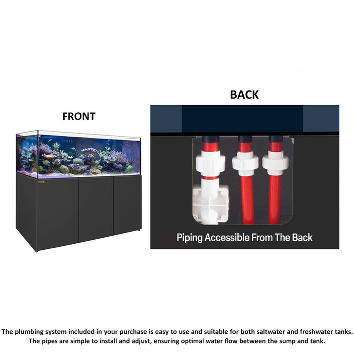 Aqua Dream 220 Gallon Coral Reef Aquarium Ultra Clear Glass Tank & Built in Sump - Black