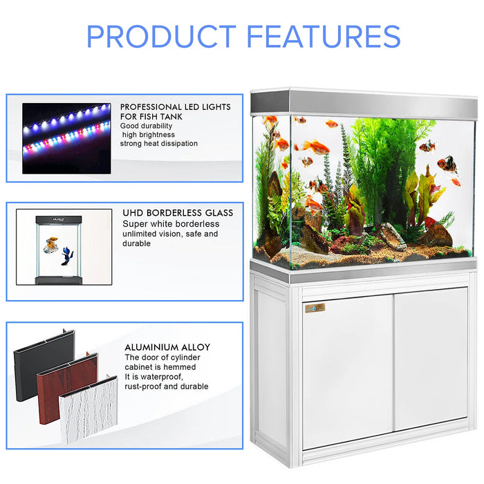 Aqua Dream 110 Gallon Tank Tempered Glass Aquarium - White and Silver