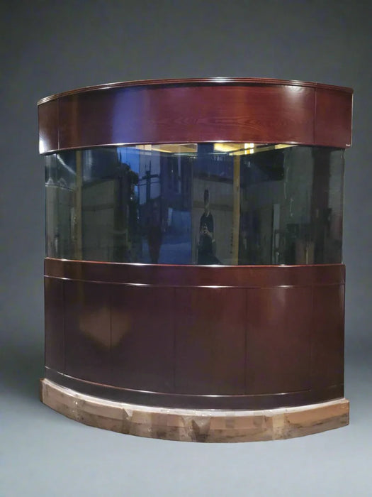 AQUA VIM 440g Corner 1/4 Cylinder Glass Aquarium Set in Walnut Wood Furniture