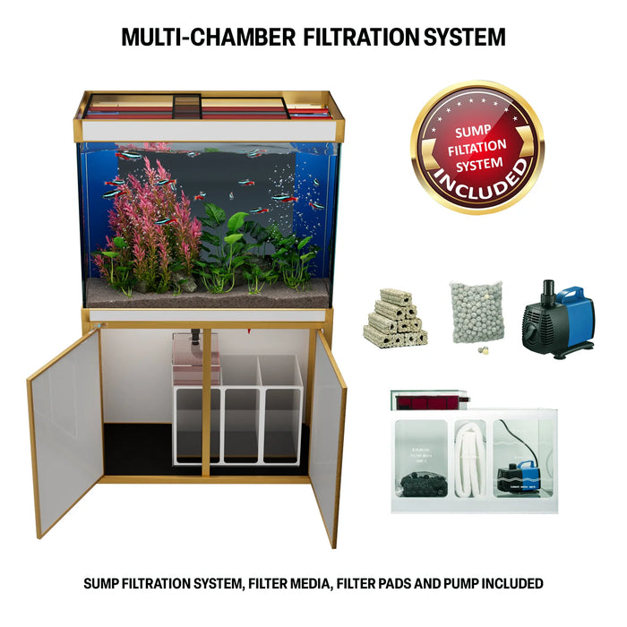 Aqua Dream 100 Gallon Aquarium – White & Gold Tempered Glass