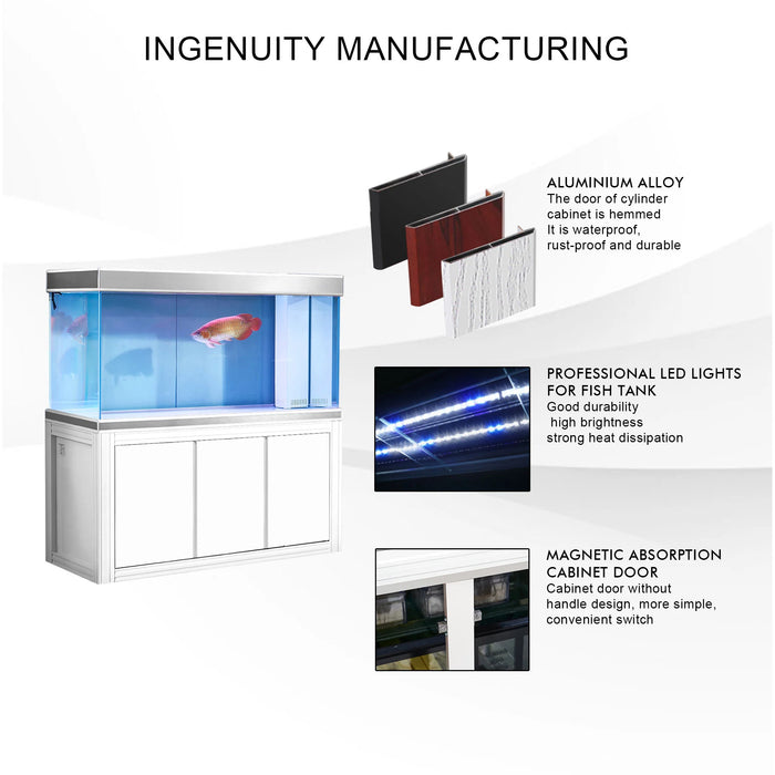 Aqua Dream 260 Gallon White and Silver Tempered Glass Aquarium - White Silver