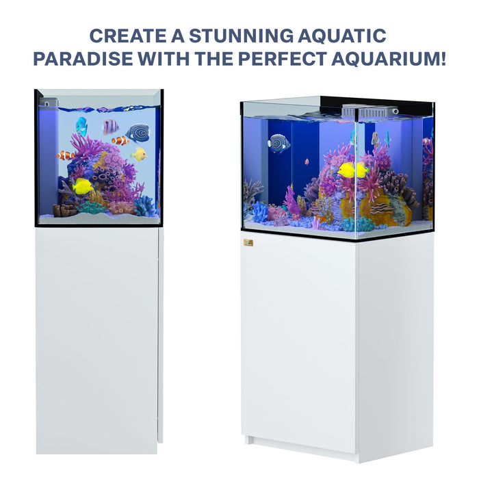 Aqua Dream 50 Gallon Reef Tank Aquarium Ultra Clear Glass & Built in Sump - White