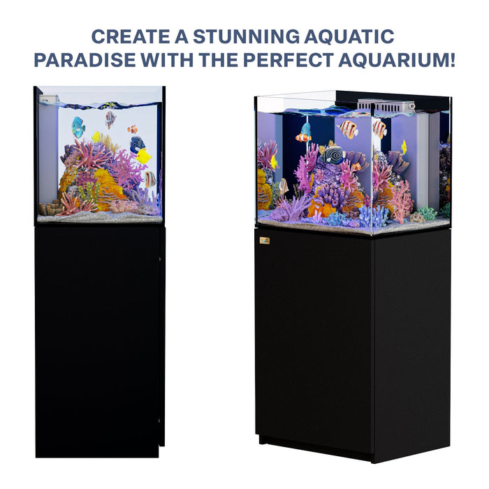 Aqua Dream 37 Gallon Aquarium Coral Reef Ultra Clear Glass Tank & Built in Sump - Black