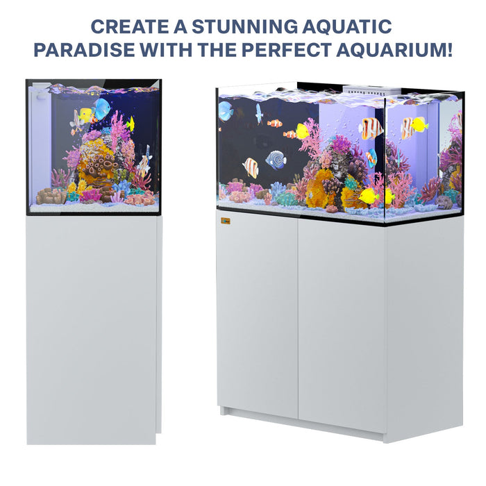 Aqua Dream 100 Gallon Coral Reef Aquarium Ultra Clear Glass Tank & Built in Sump - White