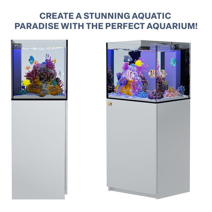 Aqua Dream 63 Gallon Coral Reef Aquarium: Ultra Clear Glass & Built-In Sump - White