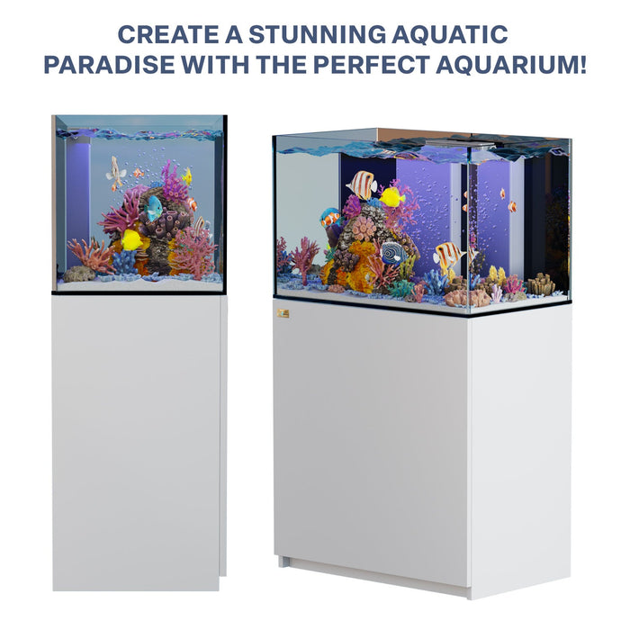 Aqua Dream Coral Reef Aquarium 90 Gallon Ultra Clear Glass Tank & Built in Sump - White