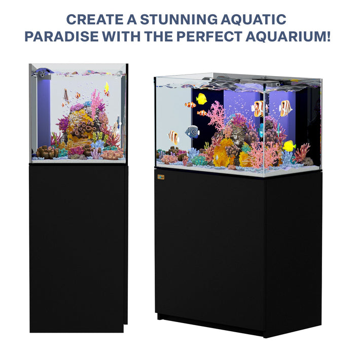 Aqua Dream Coral Reef Aquarium 90 Gallon Ultra Clear Glass Tank & Built in Sump - Black
