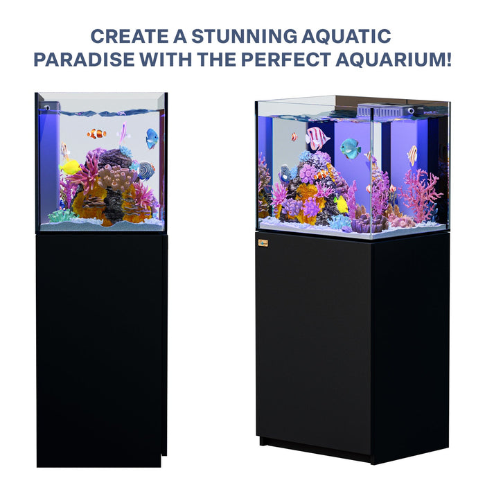 Aqua Dream 63 Gallon Coral Reef Aquarium Ultra Clear Glass Tank & Built in Sump - Black