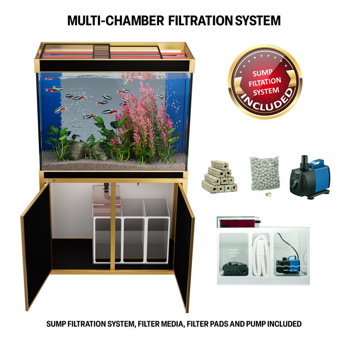 Aqua Dream 100 Gallon Tempered Glass Aquarium - Black and Gold