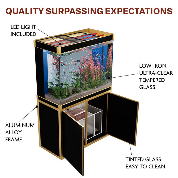 Aqua Dream 100 Gallon Tempered Glass Aquarium - Black and Gold