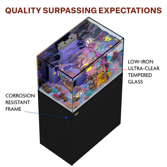 Aqua Dream Coral Reef Aquarium 90 Gallon Ultra Clear Glass Tank & Built in Sump - Black