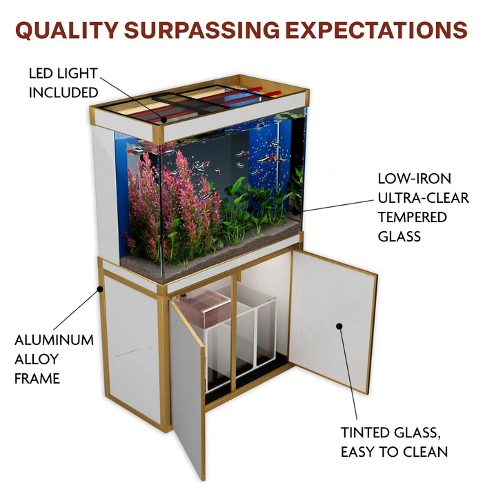 Aqua Dream 100 Gallon Aquarium – White & Gold Tempered Glass