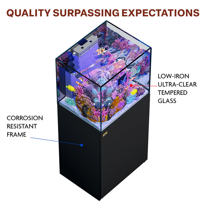 Aqua Dream 63 Gallon Coral Reef Aquarium Ultra Clear Glass Tank & Built in Sump - Black