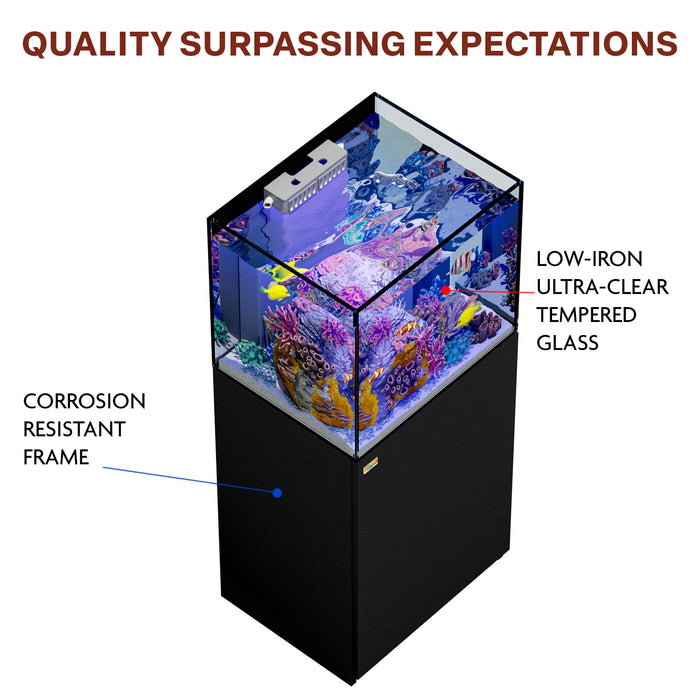 Aqua Dream 50 Gallon Coral Reef Aquarium: Ultra Clear Glass Tank with Sump - Black