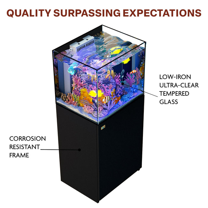Aqua Dream 37 Gallon Aquarium Coral Reef Ultra Clear Glass Tank & Built in Sump - Black