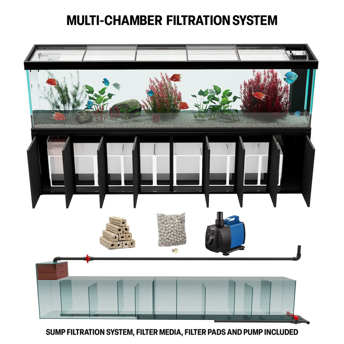 Aqua Dream Fish Tank 600 Gallon Aquarium Tempered Glass - Black