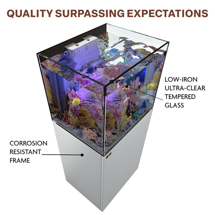 Aqua Dream 37-Gallon Coral Reef Aquarium: Ultra Clear Glass with Built-in Sump - White