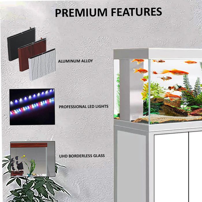 Aqua Dream 400 Gallon Tempered Glass Aquarium Set - White Silver
