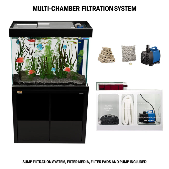 Aqua Dream 100 Gallon Fish Tank Aquarium Tempered Glass - Black