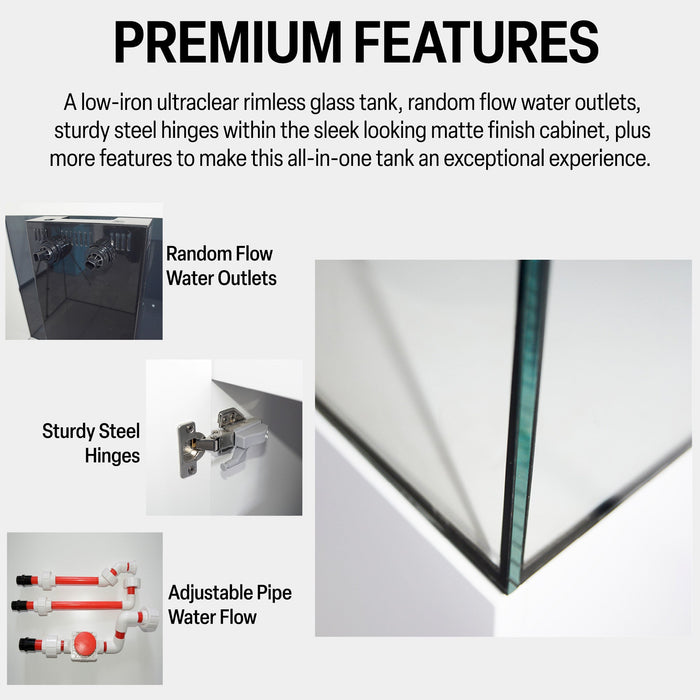 Aqua Dream 115 Gallon Coral Reef Aquarium: Ultra Clear Glass & Built-In Sump - White