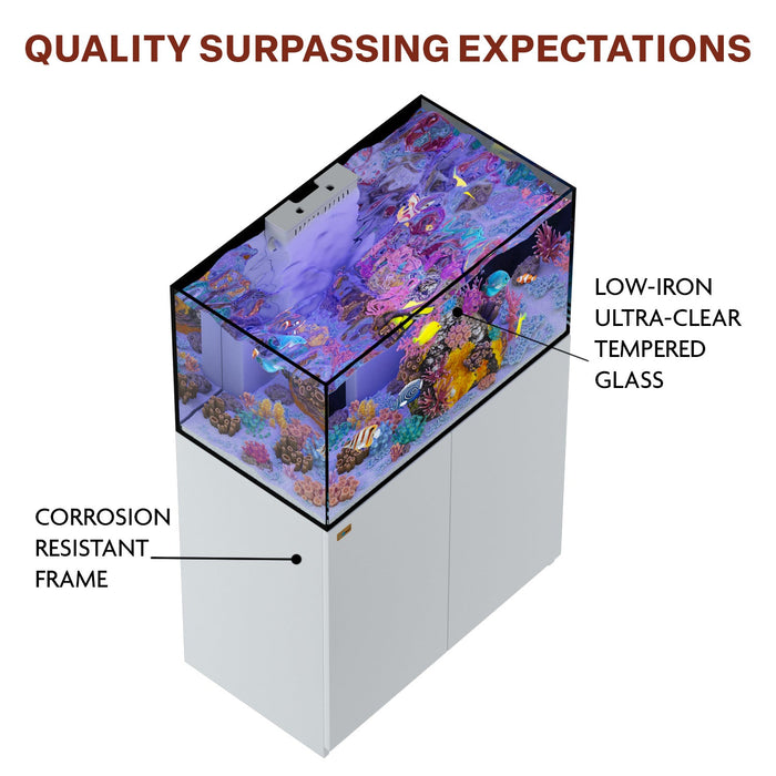 Aqua Dream 100 Gallon Coral Reef Aquarium Ultra Clear Glass Tank & Built in Sump - White