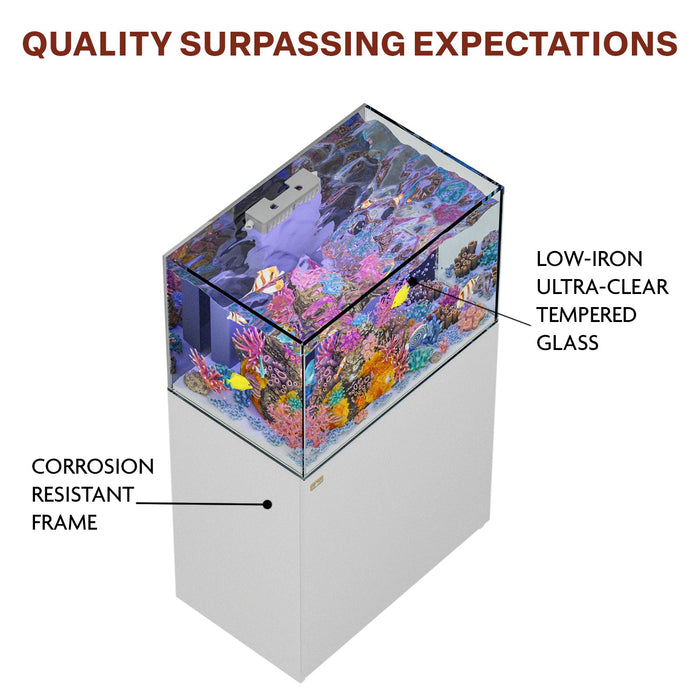 Aqua Dream Coral Reef Aquarium 90 Gallon Ultra Clear Glass Tank & Built in Sump - White