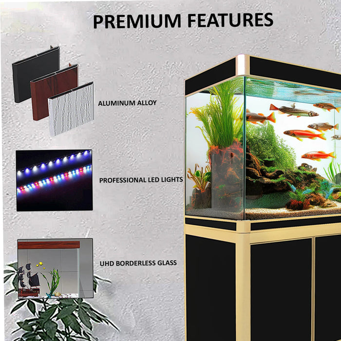 Aqua Dream 400 Gallon Tempered Glass Aquarium - Black and Gold