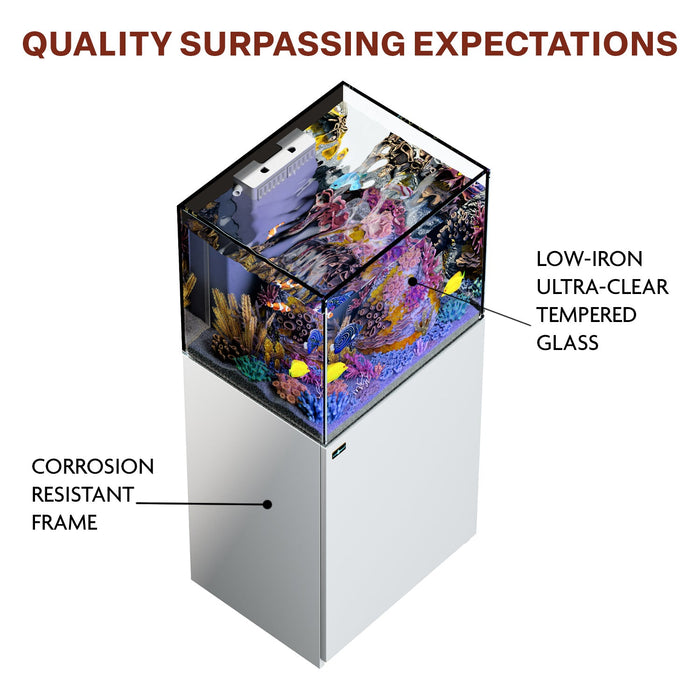 Aqua Dream 50 Gallon Reef Tank Aquarium Ultra Clear Glass & Built in Sump - White