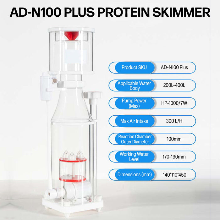 N100 Plus Protein Skimmer for 35-75 Gallon Saltwater Aquariums