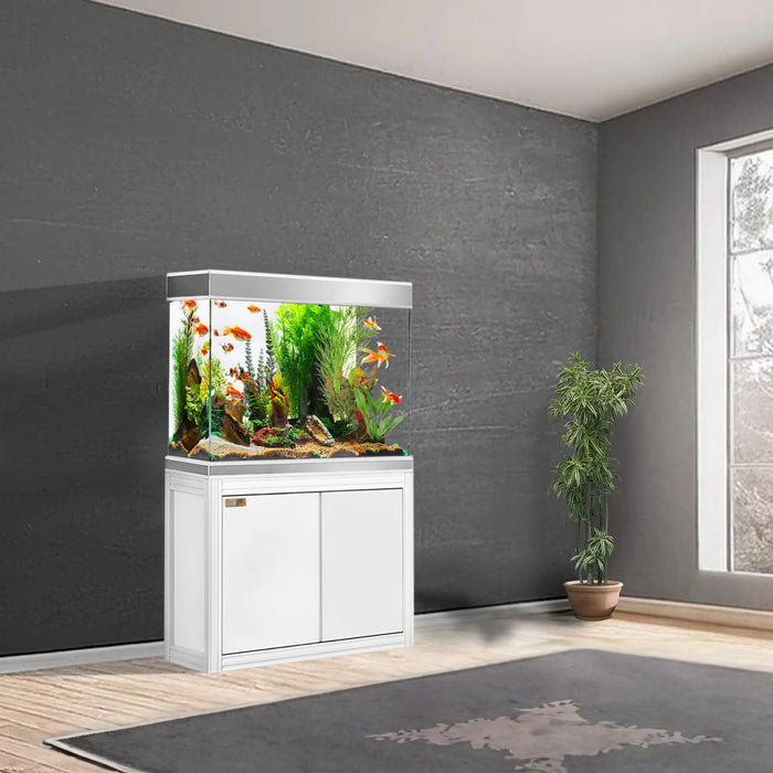 Aqua Dream 110 Gallon Tank Tempered Glass Aquarium - White and Silver