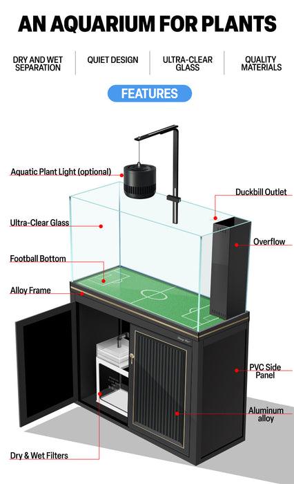 Aqua Dream 175-Gallon Plants Ranchu Aquarium: Ultra-Clear Glass & Built-in Sump